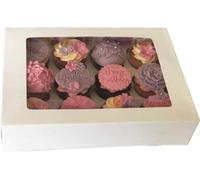Mass Dynamic White Cupcake Boxes With Window 12 Hole Cup Cake & Muffin Boxes For Baking, Parties & Cake Shops(12 Holes (Pack Of 25))