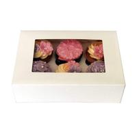 Mass Dynamic White Cupcake Boxes With Window 6 Hole Cup Cake & Muffin Boxes For Baking, Parties & Cake Shops(6 Holes (Pack Of 25))