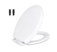 MASS DYNAMIC White Soft Close Toilet Seat, Quick Release for Easy Cleaning, Top Fixing with Adjustable Hinges, Standard Oval Shape