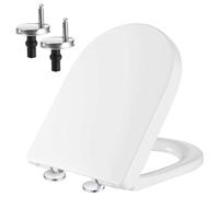 Mass Dynamic White Toilet Seat, Soft Close Toilet Seat D Shaped, Quick Release Cleaning, Top Fix Easy Installation, Standard D Shape Toilet Seat (425mm x 360mm)
