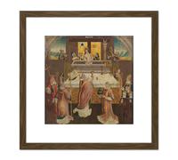 Mass Of Saint Gregory Religious Painting 8X8 Inch Square Wooden Framed Wall Art Print Picture with Mount Artery8 Brown One Size