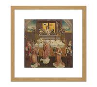 Mass Of Saint Gregory Religious Painting 8X8 Inch Square Wooden Framed Wall Art Print Picture with Mount Artery8 Light Oak One Size