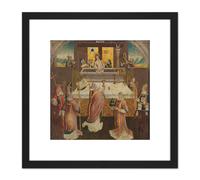 Mass Of Saint Gregory Religious Painting 8X8 Inch Square Wooden Framed Wall Art Print Picture with Mount Artery8 Black One Size