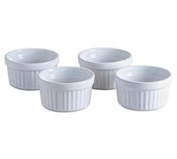 MASS-OON CASH Classic Collection Stoneware Ramekins 9cm Diameter Pack of 4 Oven, Microwave & Dishwasher Safe White Ceramic Pudding & Dessert Dishes