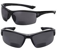 Mass Vision 2 Pair of “The Skillful” Semi Rimless Sport Wrap Bifocal Sunglasses (Black, 1.75)