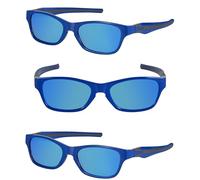 Mass Vision Reading Sunglasses with No Bifocal Full Reader Lens - 3 Pair of Lightweight UV400 Sun Readers, Unisex Wrap Frame (Open Road Blue, 2.5, x)