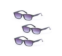 Mass Vision The Intellect 3 Pair of Full Reading Sunglasses (Not Bifocals) - Outdoor Sun Readers for Men and Women - Black/Black - 1.25