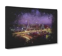 Massachusetts Boston Skyline Paint Splash Canvas Print for Living Room Bedroom Home Office Décor, Wall Art Picture Ready to Hang, 30 x 20 Inch (76 x 50 cm)