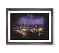 Massachusetts Boston Skyline Paint Splash Modern Art Framed Wall Art Print, Ready to Hang Picture for Living Room Bedroom Home Office Décor, Walnut A2 (64 x 46 cm)