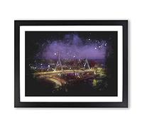 Massachusetts Boston Skyline Paint Splash Modern Art Framed Wall Art Print, Ready to Hang Picture for Living Room Bedroom Home Office Décor, Black A2 (64 x 46 cm)