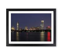 Massachusetts Boston Skyline USA 2 Modern Framed Wall Art Print, Ready to Hang Picture for Living Room Bedroom Home Office Décor, Black A3 (46 x 34 cm)