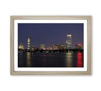 Massachusetts Boston Skyline USA Vol.2 Framed Print | A2 Oak Framed Wall Art | Ready to Hang | Modern Flag Picture | Living Room Bedroom Lounge Office