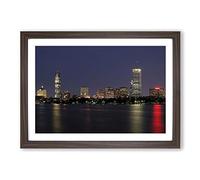 Massachusetts Boston Skyline USA Vol.2 Framed Print | A2 Walnut Framed Wall Art | Ready to Hang | Modern Flag Picture | Living Room Bedroom Lounge Office