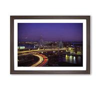 Massachusetts Boston USA Framed Print | A2 Walnut Framed Wall Art | Ready to Hang | Modern Flag Picture | Living Room Bedroom Lounge Office