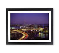 Massachusetts Boston USA Modern Framed Print | A4 Black Framed Wall Art | Ready to Hang | Modern Flag Picture | Living Room Bedroom Lounge Office