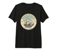 Massachusetts Est. 1788 Vintage Nautical Coastal Pride Premium T-Shirt
