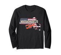 Massachusetts in United States with Map Vintage USA Souvenir Long Sleeve T-Shirt