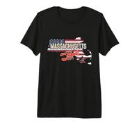 Massachusetts in United States with Map Vintage USA Souvenir Premium T-Shirt