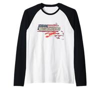 Massachusetts in United States with Map Vintage USA Souvenir Raglan Baseball Tee