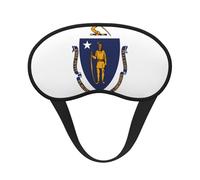 Massachusetts State Flag Blackout Sleep Mask,Soft Polyester, Anti-Light, Stylish,Suitable for Men and Women,for Daily Work and Outdoor Travel.