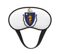 Massachusetts State Flag Blackout Sleep Mask with Elastic Band Design Fits All Head Shapes Ideal for Travel Office and Shift Work