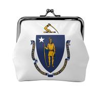 Massachusetts State Flag Coin Purses, Change Purse Wallets, For Festivals And Special Occasions, Black, One Size, Art Deco