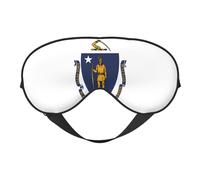 Massachusetts State Flag Double Sided Sleep Mask Soft Comfortable Light Blocking Eye Cover for Night Rest