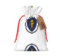 Massachusetts State Flag Print Christmas Drawstring Holiday Candy Bag Xmas Sacks Reusable Wrapping Bags Party Favor