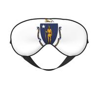 Massachusetts State Flag Print Eye Mask,Soft Blackout Blindfold Eye Cover for Women Men Full Night's Sleep,Travel