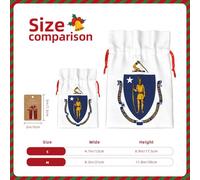 Massachusetts State Flag Print Gift Drawstring Bags Reusable For Winter Celebrations Party Favors Goodie Pouches