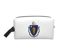 Massachusetts State Flag Print Large Capacity Travel Toiletry Bag Unisex Daily Storage Portable Cosmetic Pouch