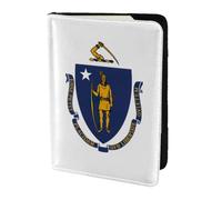 Massachusetts State Flag Print Passport Holder for Travel,Wallet Case RFID Blocking Leather Card Slot Protector