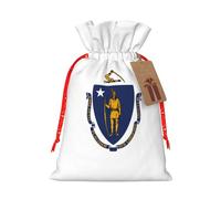 Massachusetts State Flag Print Reusable Eco-Friendly Gift Drawstring Bag For Party Favors Seasonal Celebrations