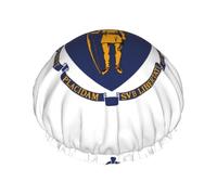 Massachusetts State Flag Print Shower Cap - Reusable, Double Layer, Breathable, Adjustable Elastic Strap, Hotel Travel Essentials