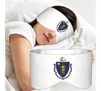 Massachusetts State Flag Print Sleep Mask,Coverage Eye Mask,Soft Breathable Blindfold for Travel Nap Work
