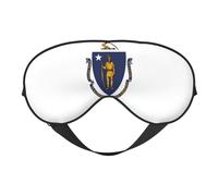 Massachusetts State Flag Print Sleep Mask Silk-Like Eye Mask Sleeping Eye Mask for Women Men for Travel Sleep Relaxation