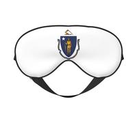 Massachusetts State Flag Print Sleep Mask, Soft Breathable Eye Cover for Travel, Shift Work & Meditation