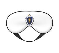Massachusetts State Flag Print Soft Eye Mask Beneficial Block Light Nap Night Use Travel Camping Meditation Yoga