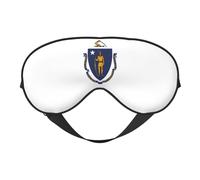 Massachusetts State Flag Print Soft Eye Mask Lightweight Sleep Aid Breathable Blackout Travel Nap Yoga Meditation