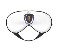Massachusetts State Flag Print Soft Eye Mask Lightweight Sleep Aid Breathable Blackout Travel Nap Yoga Meditation