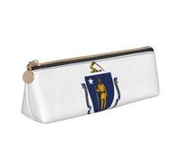 Massachusetts State Flag print Triangle Box Multi functional Makeup Bag, Office Travel and Daily Stationery Storage