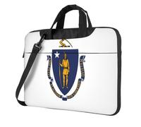 Massachusetts State Flag Print Ultra-Thin Portable Laptop Bag Stylish Women Men Briefcase Office Commute Travel