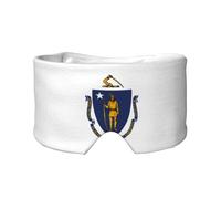 Massachusetts State Flag Printed Sleeping Blindfold, Padded Ear Warmer Mask, Adjustable Head Wrap, for Deep Relaxation