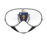 Massachusetts State Flag Reversible Eye Mask Double Sided Blackout Mask Adjustable Soft Sleep Travel Nap Cover
