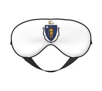 Massachusetts State Flag Sleep Eye Mask Comfortable Eyes Hade for Sleeping,Light Blocking Sleep Mask with Adjustable Strap
