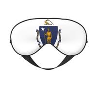 Massachusetts State Flag Sleep Mask Night's Sleep Soft Eye Mask Adjustable Strap Works Nap Position Sleeping Aid