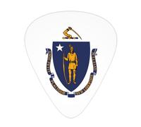 Massachusetts State Flag Stylish and durable guitar picks, three types of thin, medium and heavy guitar picks (12 pieces), suitable for guitar, bass, electric guitar, ukulele,