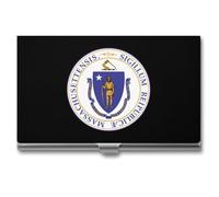 Massachusetts State United States Business Card Wallet Credit Card Holder Metal Square Small Pocket Purse