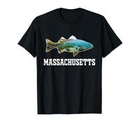 Massachusetts Striped Bass Fishing Ocean Angler State Pride Value Graphic T-Shirt, Men, Black, M