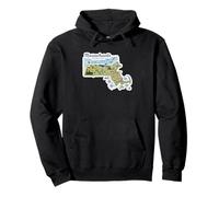 Massachusetts The Bay State Illustrated Map Design Pullover Hoodie